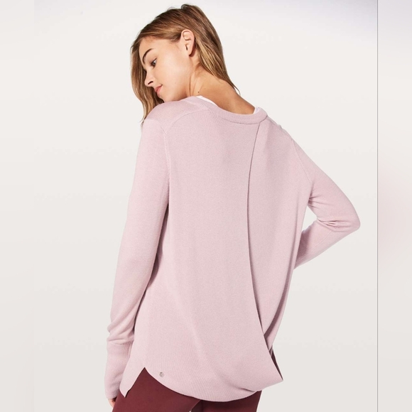 Lululemon Bring It Backbend Sweater Women 10 Pullover Pink Cashmere Open Back - Picture 1 of 15